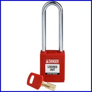 Kłódka Lockout SafeKey Brady ze stalową szeklą 76 mm, różne klucze, 150357 BRADY