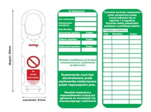 Kontrolka odbioru rusztowań Scafftag , uchwyt z wkładką PL