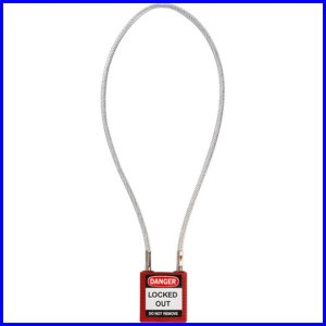 Kompaktowa kłódka bezpieczeństwa z szeklą linkową 400 mm i różnymi kluczami Brady 146124