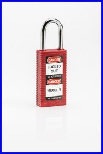 Kłódka bezpieczeństwa ze stalową szeklą i wysokim korpusem marki Brady 834464, opakowanie 6 szt.