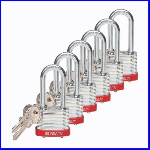 Laminowana kłódka stalowa marki Brady, opakowanie 6 szt.
