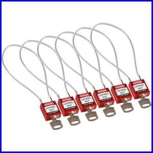 Kompaktowa kłódka bezpieczeństwa z szeklą linkową 400 mm i jednakowymi kluczami Brady, 6 szt. , 146132